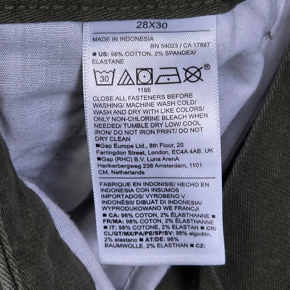 Old Navy Slim Built-In Flex Chino Pants Men's Size 28x30‎ Olive Green Stretch